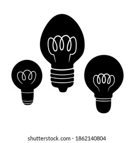 set of three glass black light bulbs