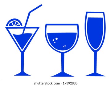 set of three glasses for drinks