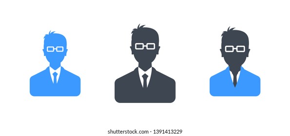Set of three glyph businessman avatar vector illustration
