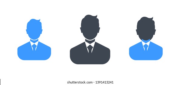 Set of three glyph businessman avatar vector illustration