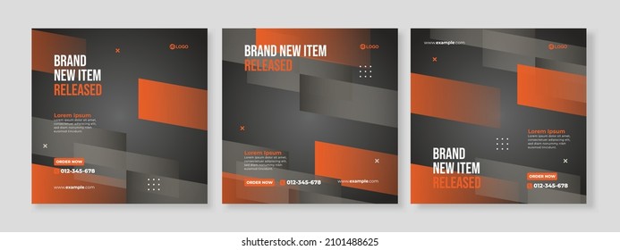 Set of three gradient background of store collection banner social media pack template premium vector
