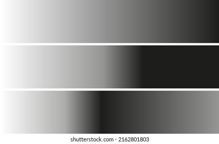conjunto de tres muestras de gradiente esférico gris y horizontal negro y gris