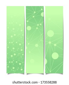 set of three green banners