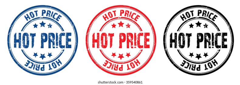 set of three grunge rubber stamp with text "hot price" inside,vector illustration