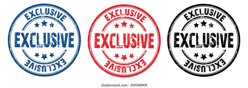 set of three grunge rubber stamp with text "exclusive" inside,vector illustration