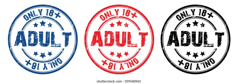 set of three grunge rubber stamp with text "adult" inside,vector illustration