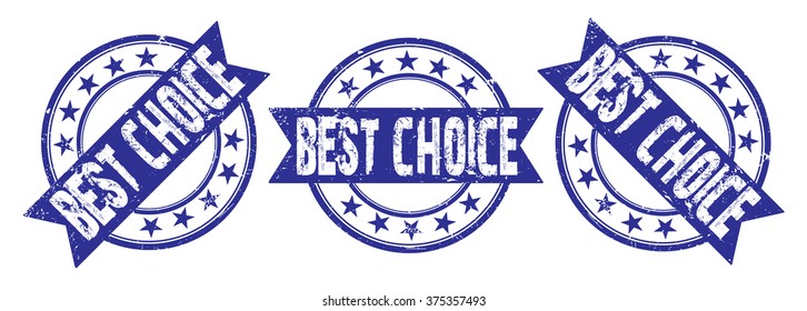 set of three grunge rubber stamps with text "best choice" on white, vector illustration