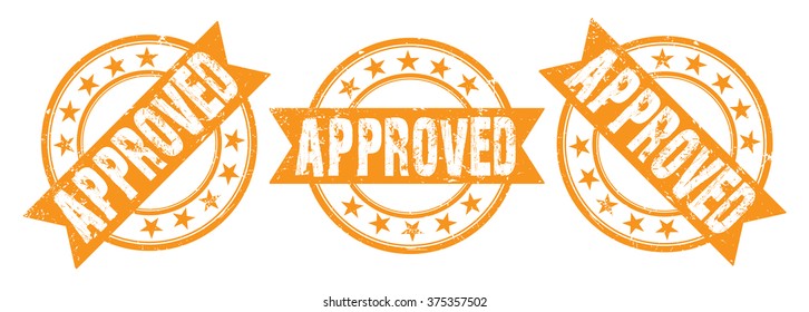 set of three grunge rubber stamps with text "approved" on white, vector illustration