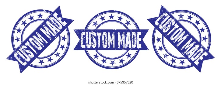 set of three grunge rubber stamps with text "custom made" on white, vector illustration