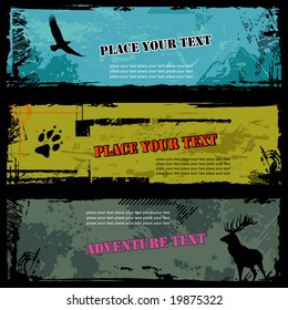 set of three grungy wildlife banners