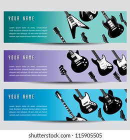 A set of three guitar banners