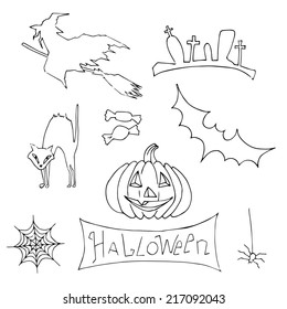 Set of three Halloween, art design, vector