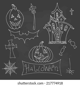 Set of three Halloween, art design, vector