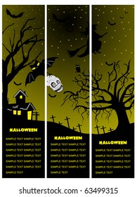 set of three halloween banner, illustration
