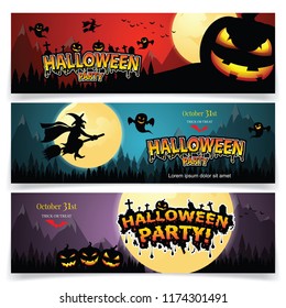 Set of three Halloween banners.