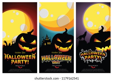 Set of three Halloween banners.