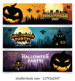 Set of three Halloween banners.