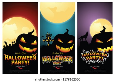 Set of three Halloween banners.