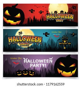 Set of three Halloween banners.