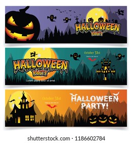 Set of three Halloween banners.