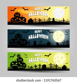 Set of three Halloween banners