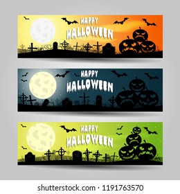 Set of three Halloween banners