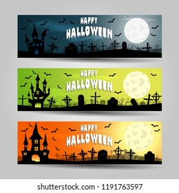 Set of three Halloween banners