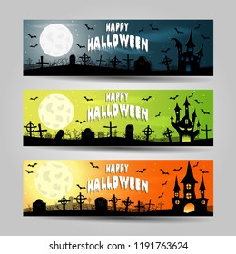 Set of three Halloween banners