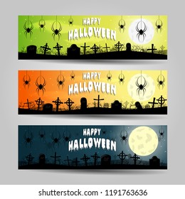 Set of three Halloween banners