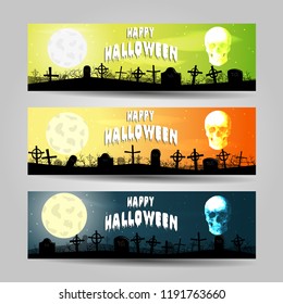 Set of three Halloween banners