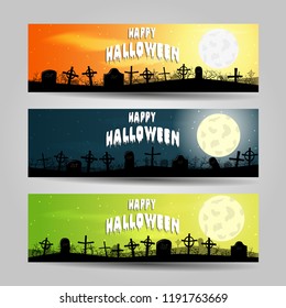 Set of three Halloween banners