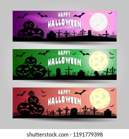 Set of three Halloween banners