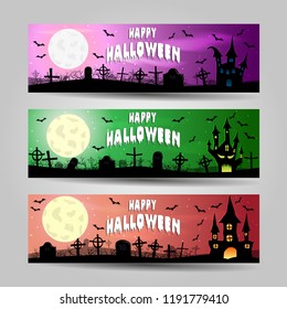 Set of three Halloween banners