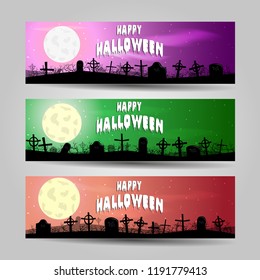 Set of three Halloween banners