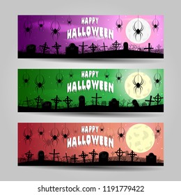 Set of three Halloween banners