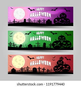 Set of three Halloween banners