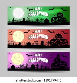 Set of three Halloween banners