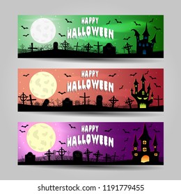 Set of three Halloween banners