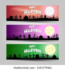 Set of three Halloween banners