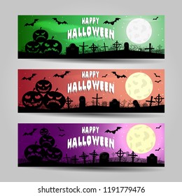 Set of three Halloween banners