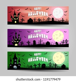 Set of three Halloween banners