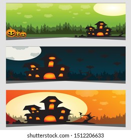 Set of three Halloween banners