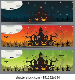 Set of three Halloween banners