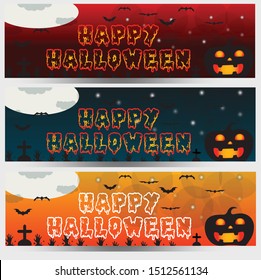 Set of three Halloween banners