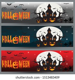 Set of three Halloween banners