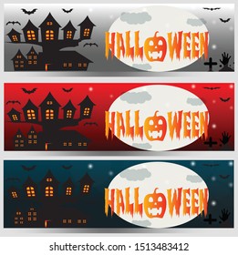 Set of three Halloween banners