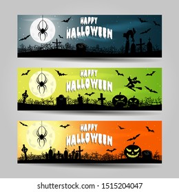 Set of three Halloween banners 