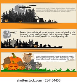 Set of three Halloween banners