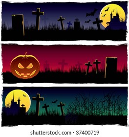 Set of three Halloween banners.
