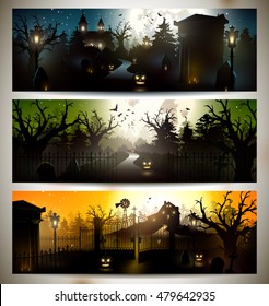 Set of three Halloween banners

